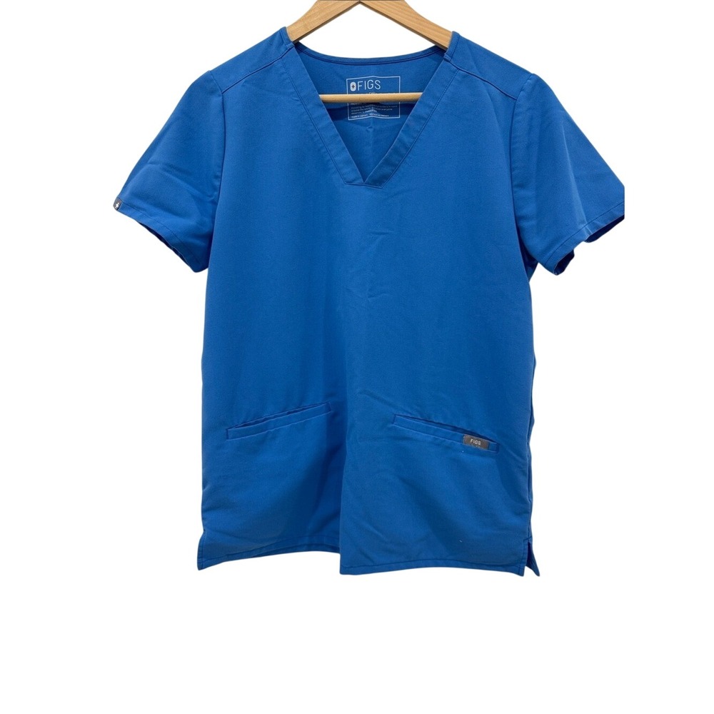 FIGS Casma Capri Blue Scrub Top Women's Small V-Neck 2 Pocket‎